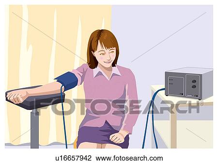 Woman Who Measure Blood Pressure View Large Illustration Drawing - Woman Who Measure Blood Pressure. Fotosearch