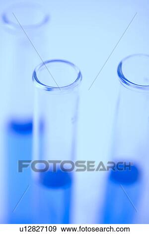 Stock Photo - Close-up test tubes, high angle view, Differential Focus, Toned Image. Fotosearch