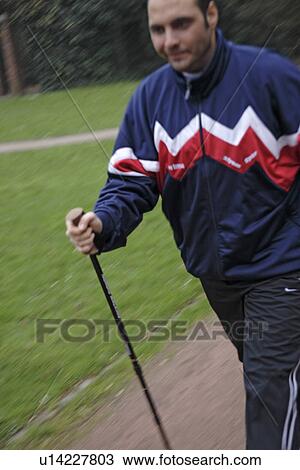Stock Image - Male Nordic walker. Fotosearch