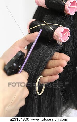 Stock Image - Black hair of woman. Fotosearch