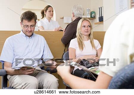 Stock Image - Waiting room and reception desk. Fotosearch