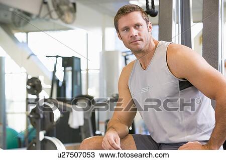 Stock Image - Portrait Of Man At Gym. Fotosearch