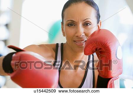 Woman Boxing At Gym View Large Photo Image Stock Photo - Woman Boxing At Gym. Fotosearch