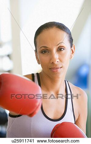 Woman Boxing At Gym View Large Photo Image Stock Image - Woman Boxing At Gym. Fotosearch