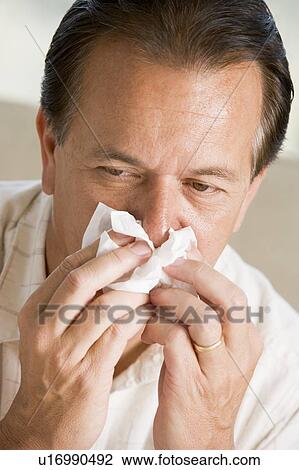 Man Blowing His Nose View Large Photo Image Stock Image - Man Blowing His Nose. Fotosearch