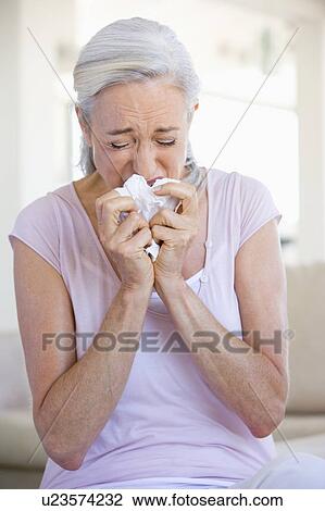 Woman Blowing Her Nose View Large Photo Image Stock Image - Woman Blowing Her Nose. Fotosearch