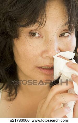 Woman Blowing Her Nose View Large Photo Image Stock Photograph - Woman Blowing Her Nose. Fotosearch