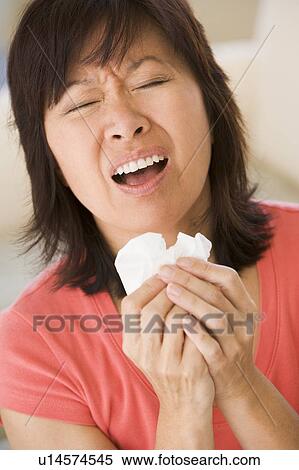 Woman Sneezing View Large Photo Image Stock Photography - Woman Sneezing. Fotosearch