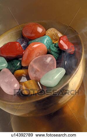Healing stones in a bowl View Large Photo Image Stock Photo - Healing stones in a bowl. Fotosearch