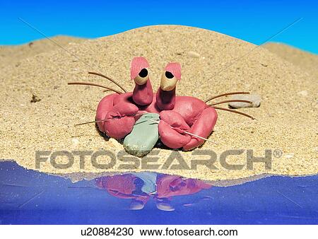 Clipart - Cancer: crab on a beach. Fotosearch