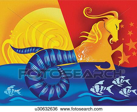Clip Art - Capricorn, astrological sign. Fotosearch