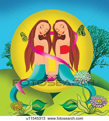 Clipart - Gemini, sign of zodiac. Fotosearch