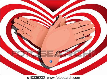 Clipart - Hand sign "butterfly". Fotosearch