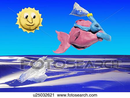 Clipart - Pisces: fish going snorkeling. Fotosearch