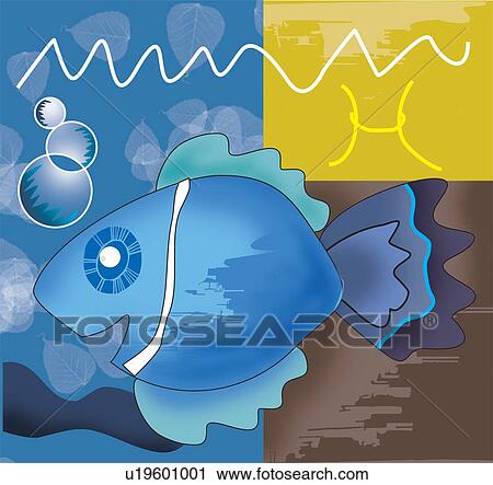 Clipart - Pisces zodiac symbol montage. Fotosearch