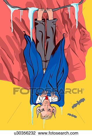 Clipart - Vampire hanging upside down like a bat. Fotosearch