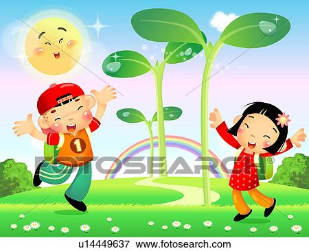 Children playing in garden Stock Illustration | u14449637 ...