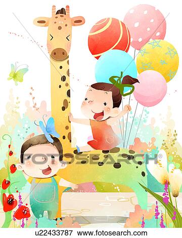 ２人の子供たち 作成 祝福 イラスト U Fotosearch