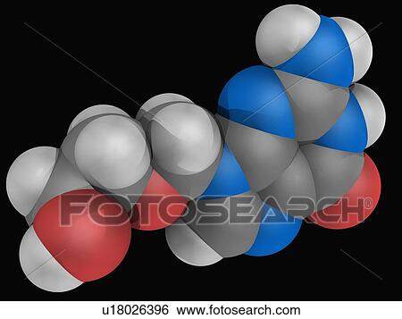 Stock Illustration - Acyclovir drug molecule. Fotosearch