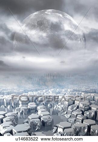 Alien planet, artwork View Large Illustration Drawing - Alien planet, artwork. Fotosearch