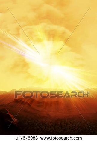 Drawing - Alien planet, artwork. Fotosearch