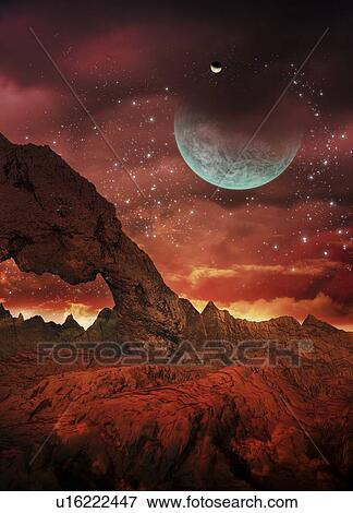 Alien planet, artwork View Large Illustration Stock Illustration - Alien planet, artwork. Fotosearch