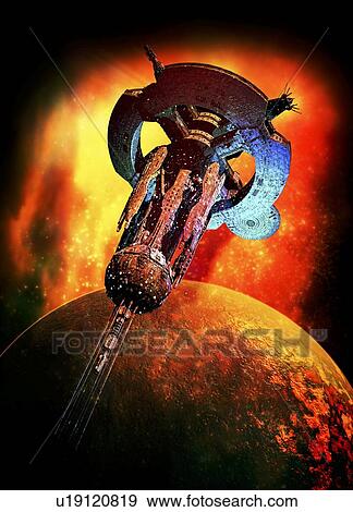 Alien spaceship, artwork View Large Illustration Stock Illustration - Alien spaceship, artwork. Fotosearch