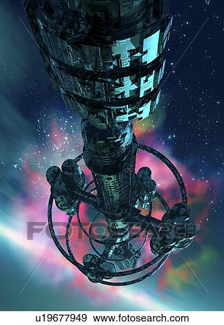 Stock Illustration - Alien spaceship, artwork. Fotosearch