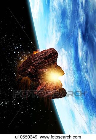 Asteroid approaching Earth, artwork View Large Illustration Stock Illustration - Asteroid approaching Earth, artwork. Fotosearch