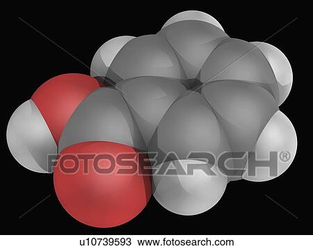 Drawing - Benzoic acid molecule. Fotosearch