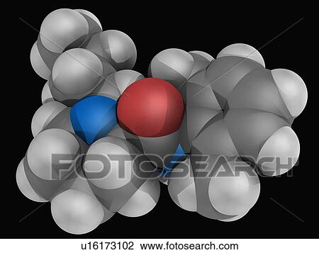 Drawing - Bupivacaine drug molecule. Fotosearch