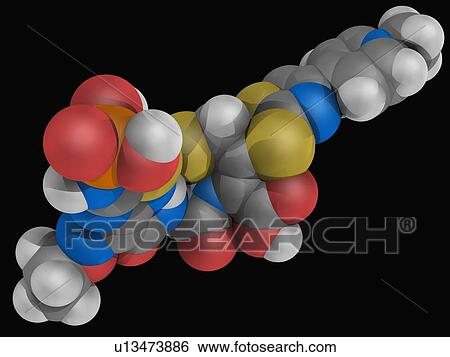 Stock Illustration - Ceftaroline drug molecule. Fotosearch