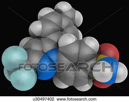 Celecoxib drug molecule View Large Illustration Drawing - Celecoxib drug molecule. Fotosearch