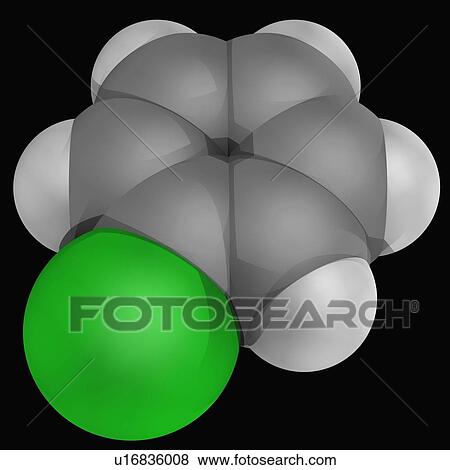 Stock Illustration - Chlorobenzene molecule. Fotosearch