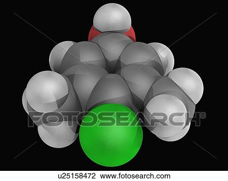 Drawing - Chloroxylenol molecule. Fotosearch