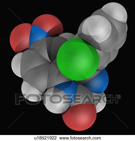 Drawing - Clonazepam drug molecule. Fotosearch