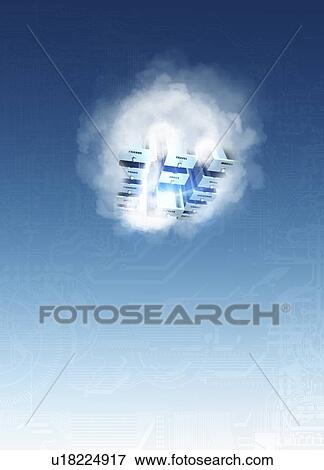 Cloud computing, conceptual artwork View Large Illustration Stock Illustration - Cloud computing, conceptual artwork. Fotosearch