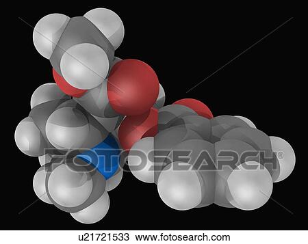 Drawing - Cocaine drug molecule. Fotosearch