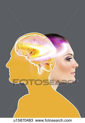 Drawing - Consciousness, conceptual artwork. Fotosearch