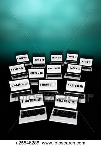 Stock Illustration - Cyber bullying, conceptual artwork. Fotosearch