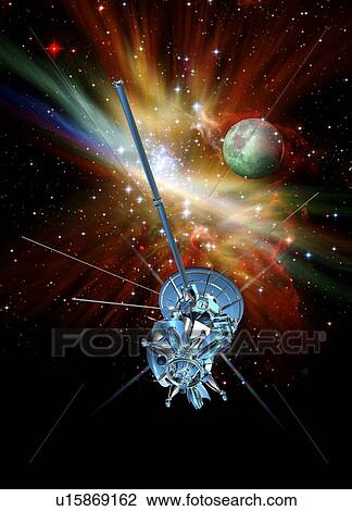 Drawing - Deep space probe, artwork. Fotosearch