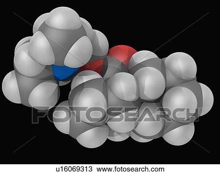 Drawing - Dicyclomine drug molecule. Fotosearch
