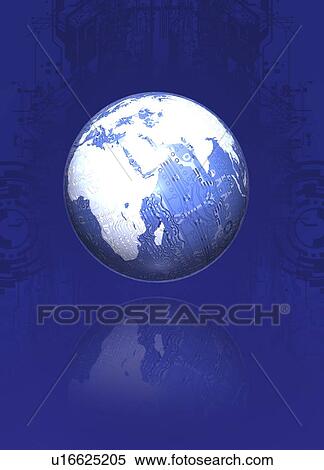 Stock Illustration - Digital Earth, conceptual artwork. Fotosearch