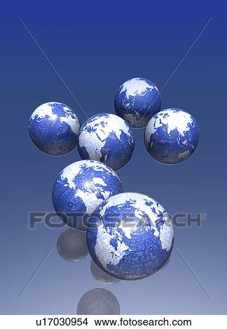 Stock Illustration - Digital Earth, conceptual artwork. Fotosearch