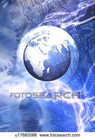 Digital Earth, conceptual artwork View Large Illustration Stock Illustration - Digital Earth, conceptual artwork. Fotosearch