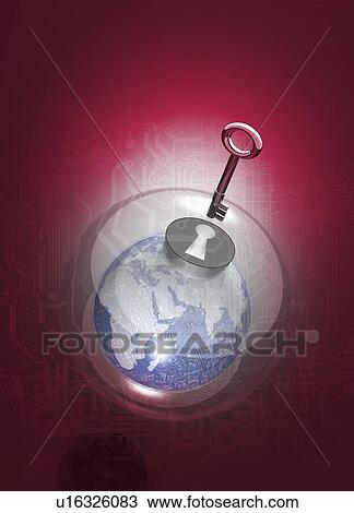 Drawing - Digital security, conceptual artwork. Fotosearch