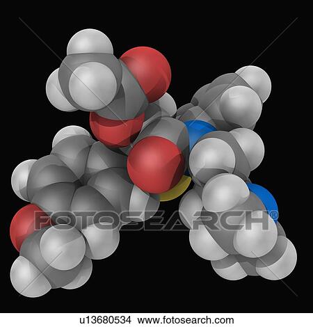 Diltiazem drug molecule View Large Illustration Stock Illustration - Diltiazem drug molecule. Fotosearch