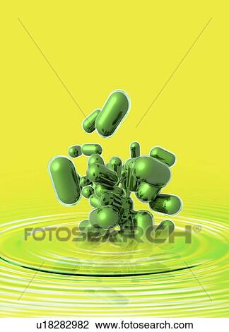 Drug capsules, artwork View Large Illustration Drawing - Drug capsules, artwork. Fotosearch