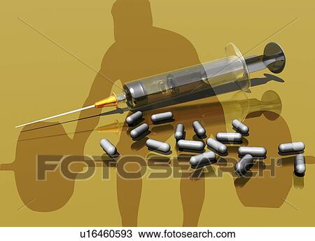 Drawing - Drugs in sport, conceptual artwork. Fotosearch