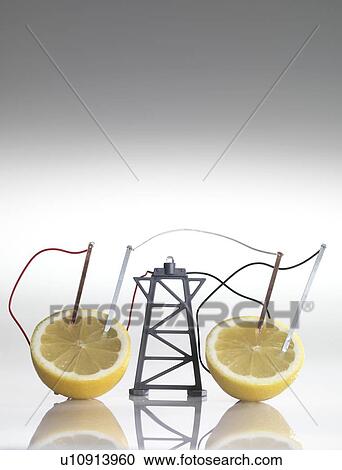 Clipart - Electrical circuit with lemons. Fotosearch